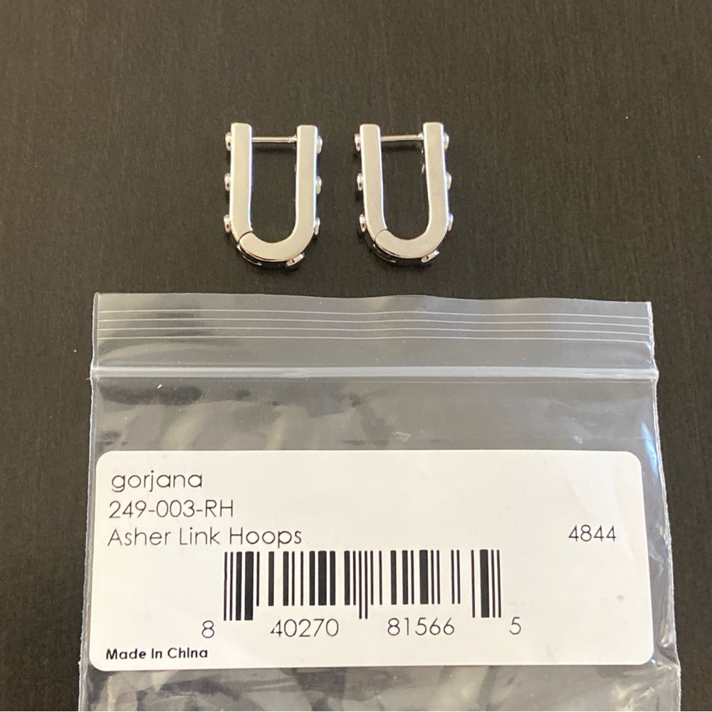 Gorjana Rhodium Plated Asher Link Silver Hoops 249-003-RH